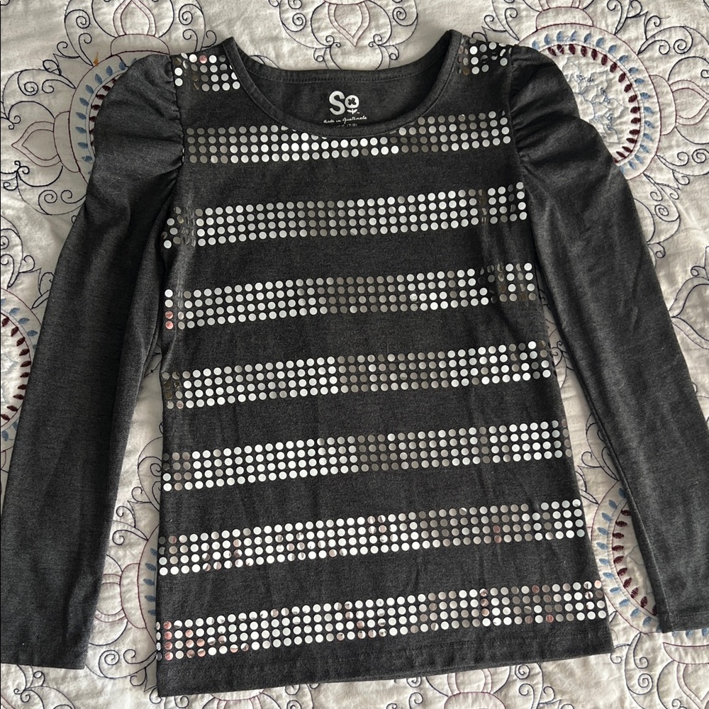 SO Heather Gray Top with Metallic Details